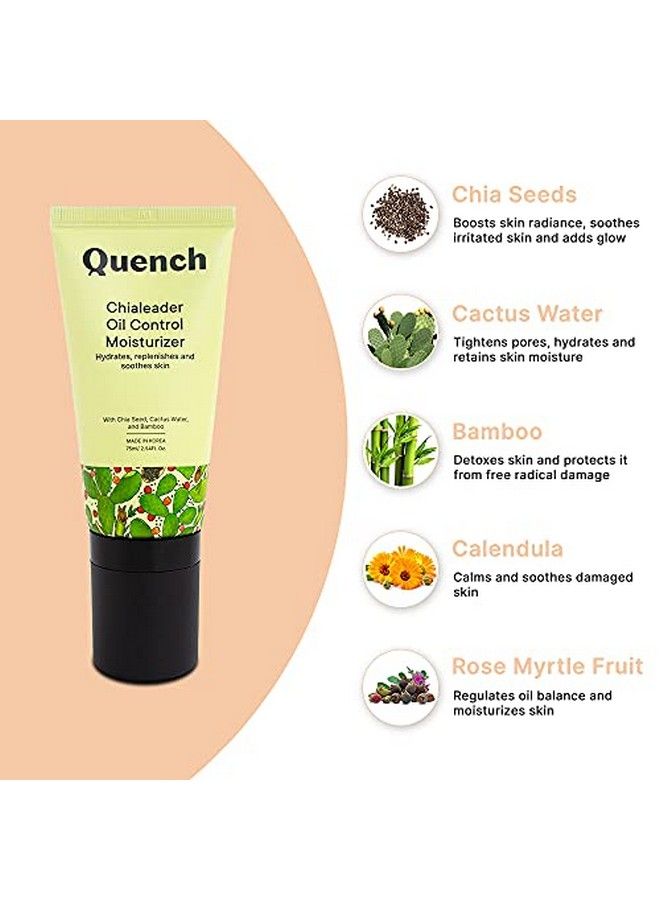 Chialeader Oil Control Moisturizer ; With Relaxing Roller Ball Applicator ; Made In Korea ; Nongreasy Face Moisturizer ; With Chia Seed Bamboo Cactus Water Calendula And Rose Myrtle (75Ml)