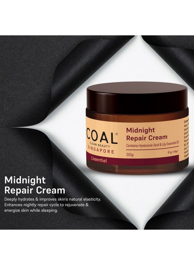 Midnight Repair Cream ; Lily Essential Oil Vitamin B5 Hyaluronic Acid Sunflower Seed Oil Cocoa Butter ;Brightening Cream For Women ; 30G