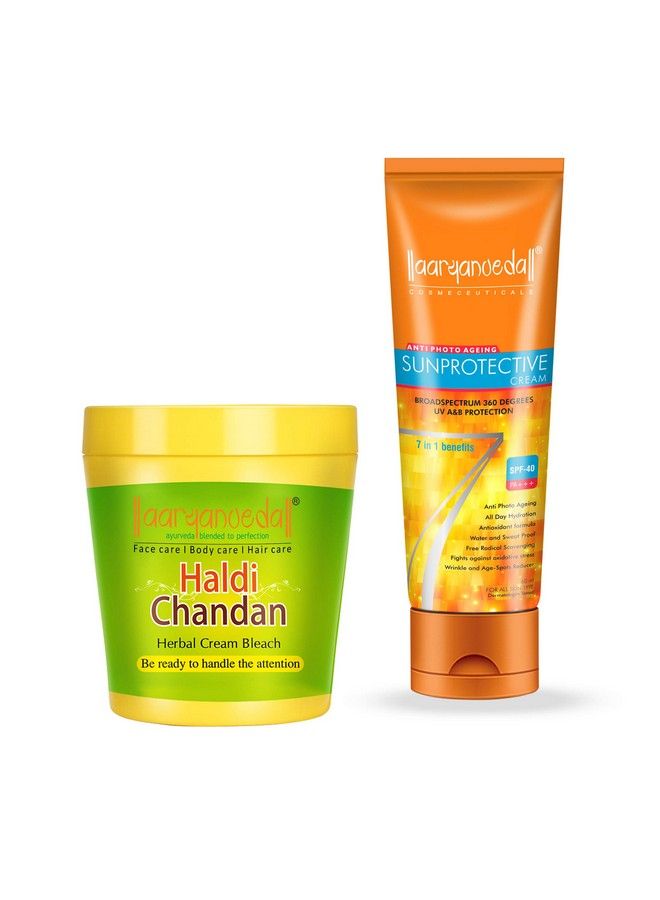 Herbals Haldi Chandan Face Bleach Cream 250G And Sunscreen Lotion With Spf 40 (60 Gm)