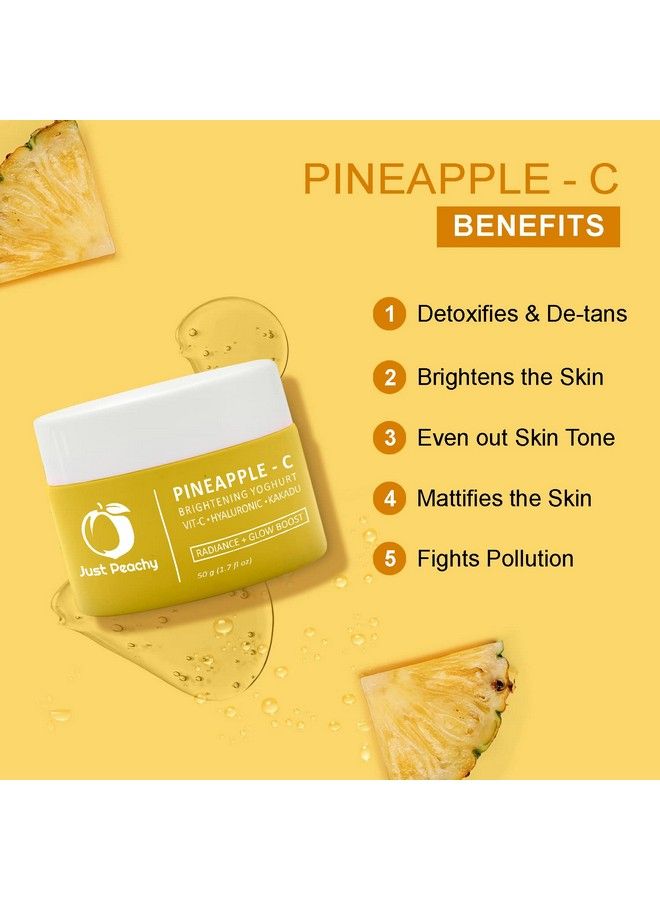 Pineapplec Brightening Yoghurt With Vitamin C Hyaluroinc Acid ; Radiance + Glow Boosting Face Moisturizer ; Fades Pigmentation Reduces Skin Ageing ; Super Soft Face Cream 50G