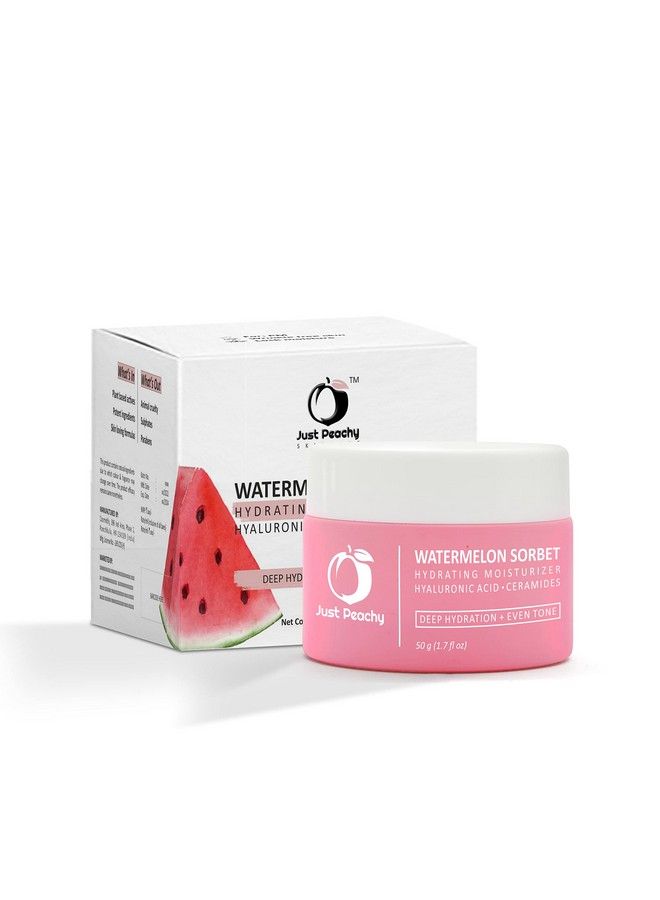 Watermelon Sorbet Hydrating Moisturiser With Hyaluronic Acid Watermelon And Ceramides ; Lightweight ; Hydrates & Plumps Skin ; Non Oily Matte Face Cream For Dull Skin And Dryness 50G