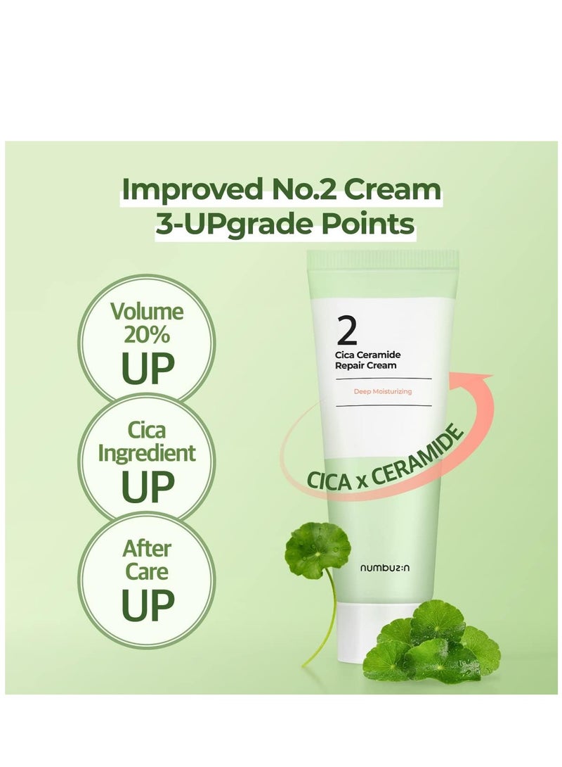 Nimbozden Repair Cream Cica Ceramide No. 2 Facial Moisturizer Strengthens Skin Barrier Centella Asiatica Ceramide Real Texture Korean Skin Care Butter for Face, 2 fl oz