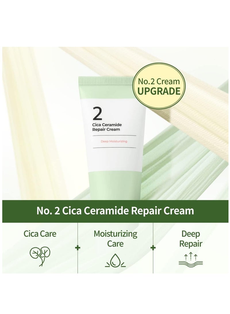 Nimbozden Repair Cream Cica Ceramide No. 2 Facial Moisturizer Strengthens Skin Barrier Centella Asiatica Ceramide Real Texture Korean Skin Care Butter for Face, 2 fl oz