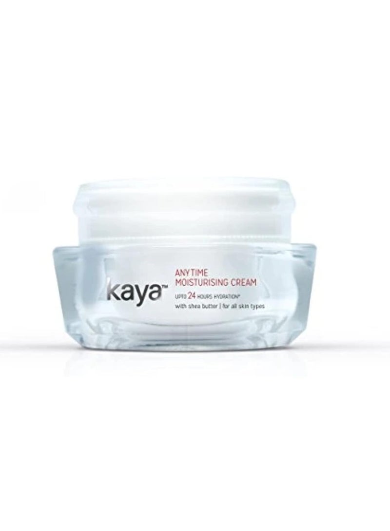 Kaya Clinic Anytime Daily Use Lightweight 24 Hours Hydration Moisturising Cream Enriched with Shea Butter for All Skin Types 50ml