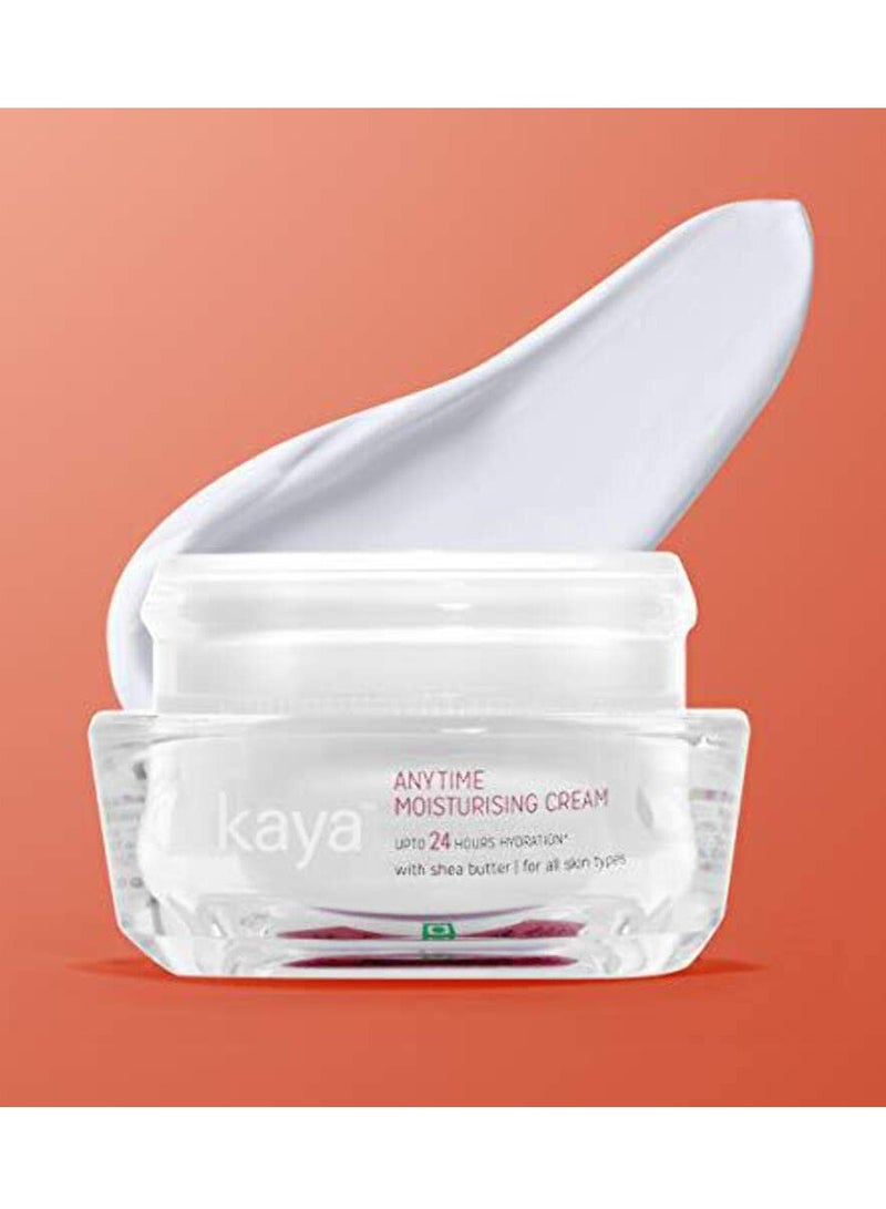 Kaya Clinic Anytime Daily Use Lightweight 24 Hours Hydration Moisturising Cream Enriched with Shea Butter for All Skin Types 50ml