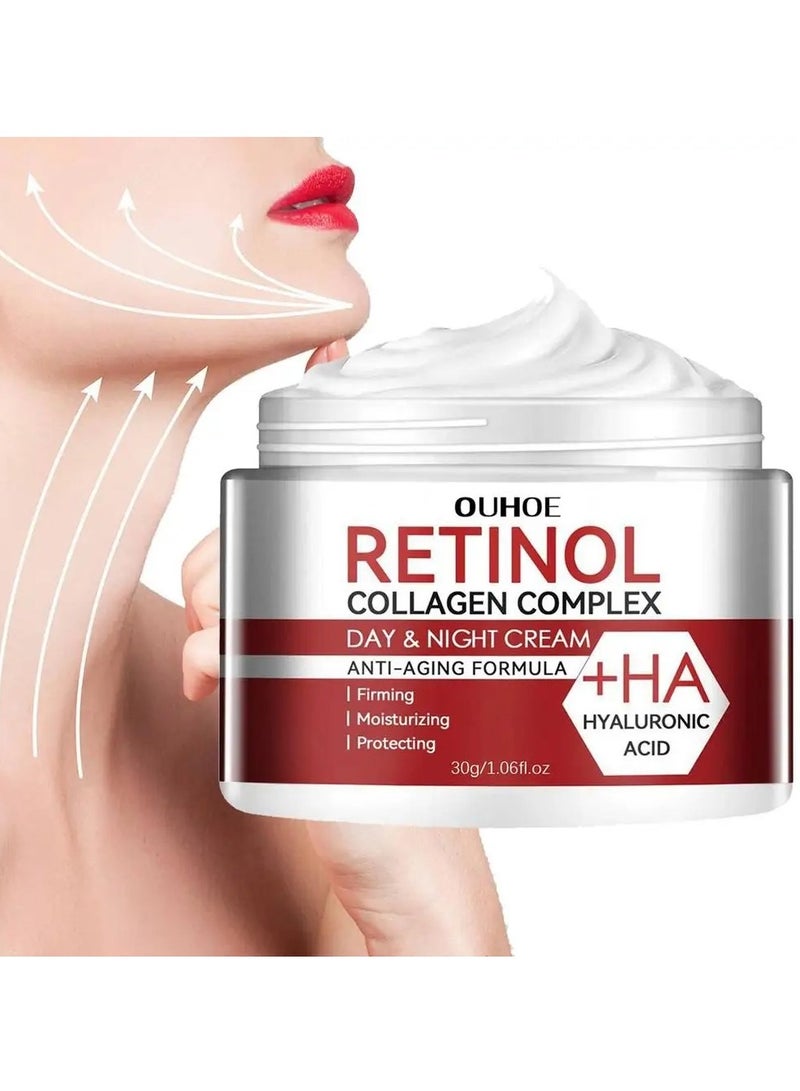 Retinol Cream, 30g Anti Aging Cream With Hyaluronic Acid And Collagen, Wrinkle Removal Skin Firming Cream, Retinol Moisturizer Cream For Skin Tightening, Dry Lines And Fine Lines