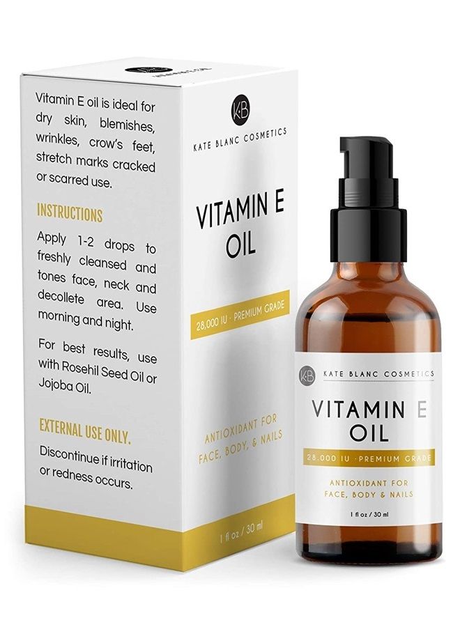 Vitamin E Oil for Skin and Face (1oz) Moisturizes Face and Skin. 28,000 IU. Reduce Appearance of Scars, Wrinkles, Dark Spots. DIY Lip Gloss