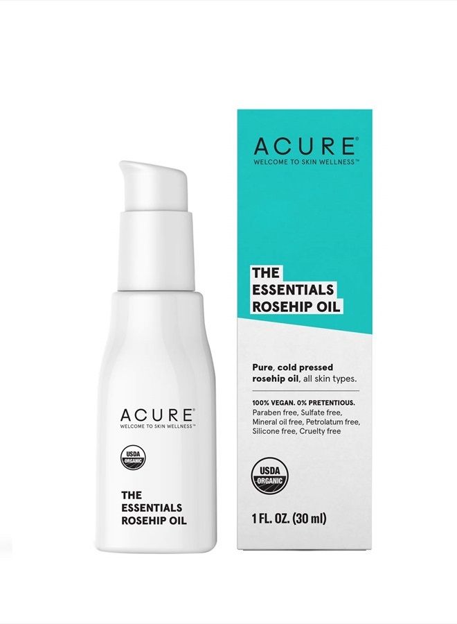 ACURE The Essentials Rosehip Oil | 100% Vegan | Versatile - For Any Skin & Hair Care Regimen | Pure, Cold Pressed & Rich in Essential Fatty Acids | For All Skin Types | 1 Fl Oz