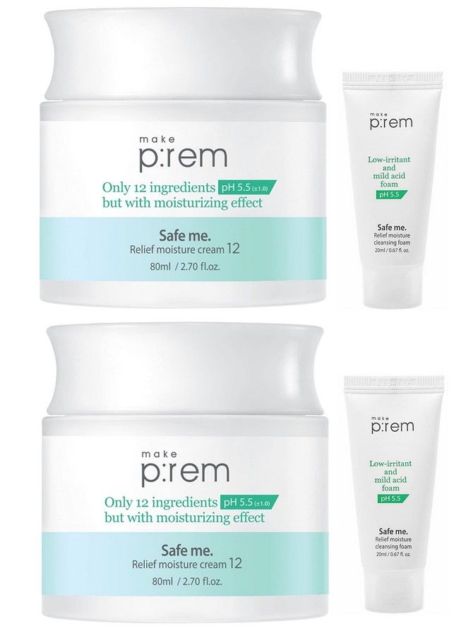 Makeprem Safe Me Relief Moisture Moisturizer Cream For Dry Sensitive Skin 2 Pack Night Cream Hydrating Nourishing Reduce Redness Acne S Hypoallergenic Natural Vegan Ewg Verified