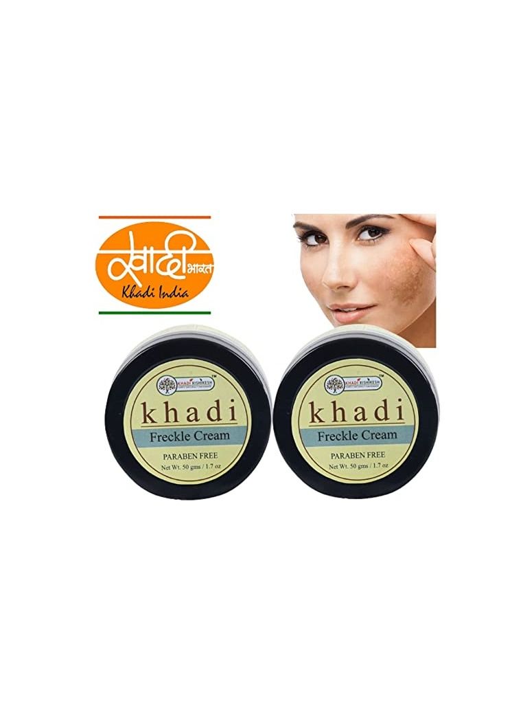 KHADI RISHIKESH Herbal Freckle Face Cream that Helps in Reducing Hyper Pigmentation Dark Spots, Pigmentation & Blemish Removal, Skin Lightening Brightening Ayurvedic Day Night Regular Skin Brightening