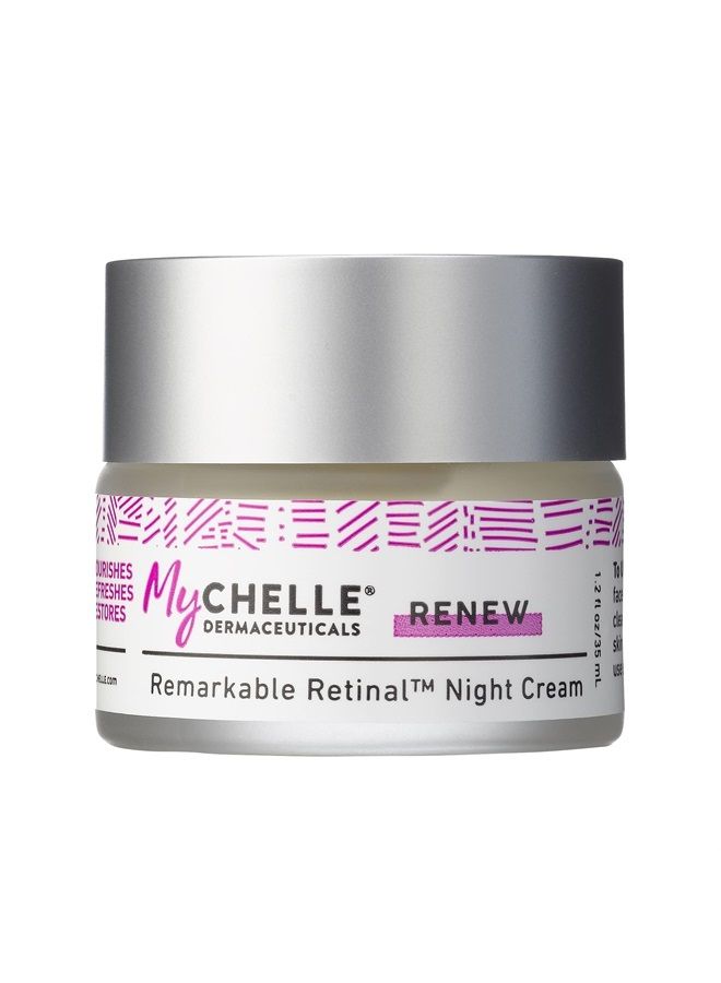 Remarkable Retinal Night Cream Nutrient-Rich Moisturizer with Vitamin A Retinaldehyde for All Skin Types, Cruelty Free, Vegan, White, 1.2 Fl Oz