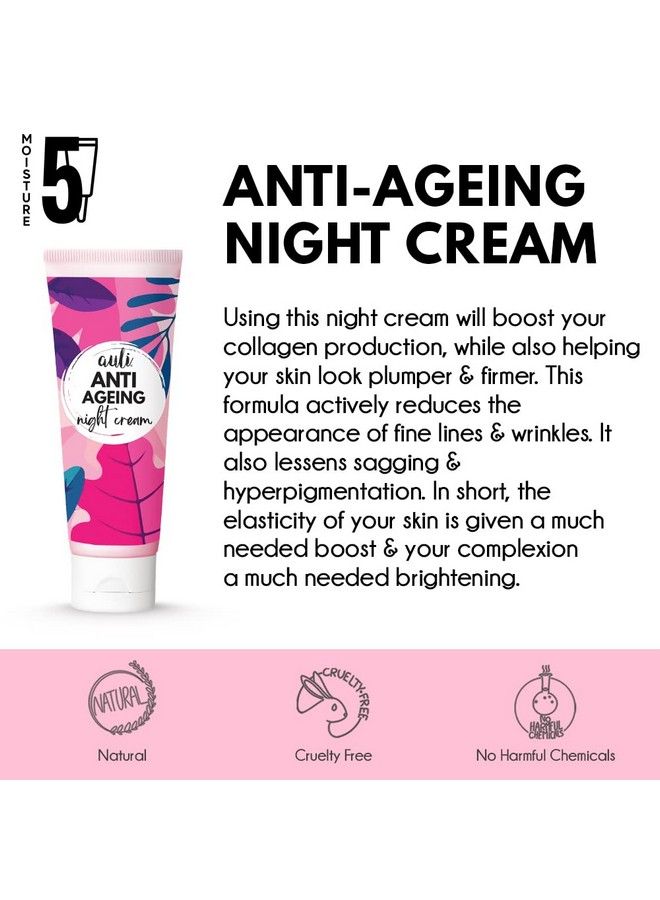 Auli Antiageing Night Cream For All Skin Types ; Vitamin C And Cucumber ; Reduces Visible Signs Of Ageing And Prevents Dryness For Youthful Bright Hydrarated Skin 100Gm