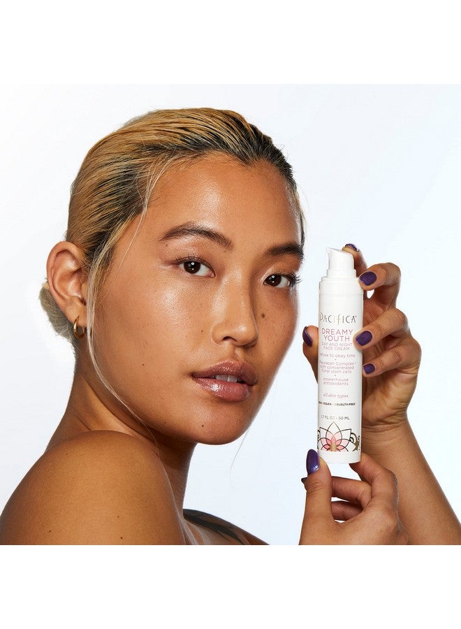 Acifica Beauty Dreamy Youth Day And Night Face Cream Daily Hydrating Facial Moisturizer For All Skin Types Made With Peptides And Floral Stem Cells 100% Vegan And Cruelty Free