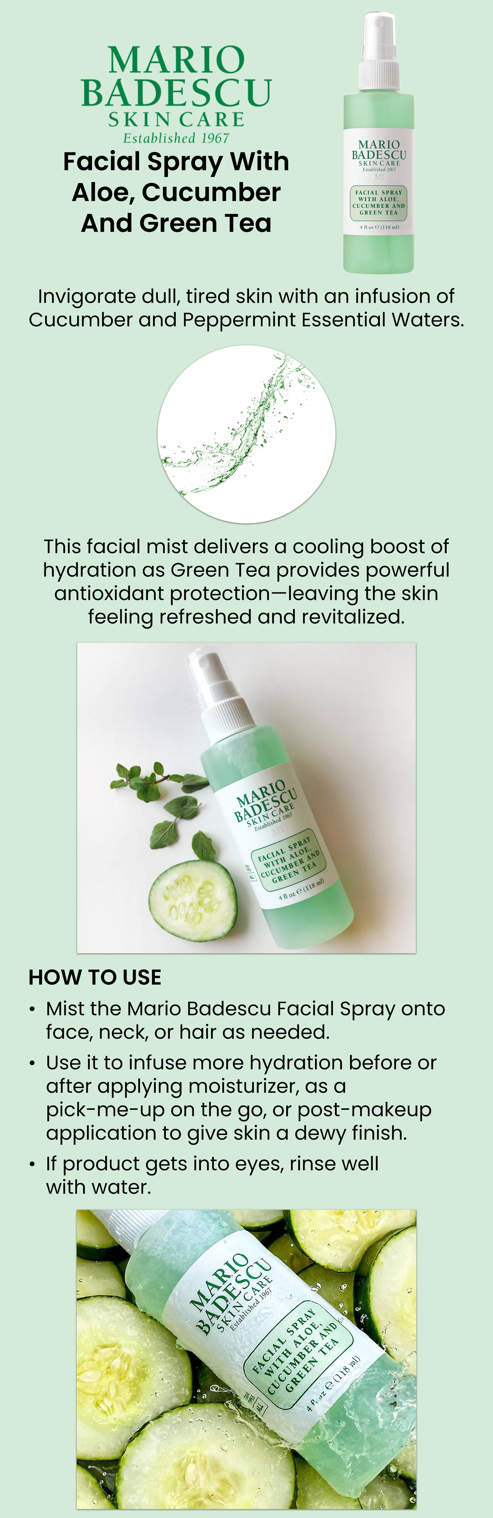 Facial Spray With Aloe, Cucumber And Green Tea Clear 118ml