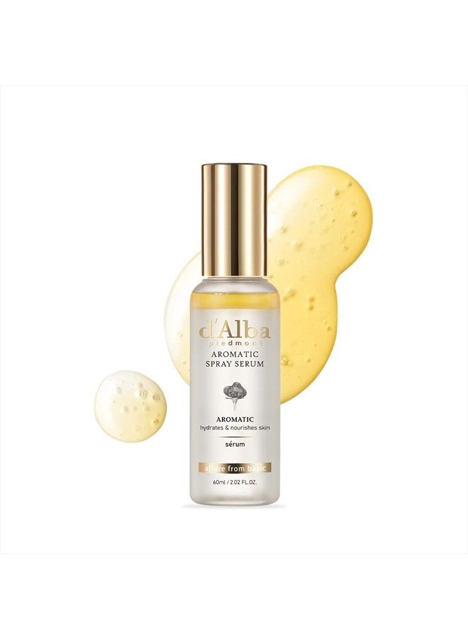 d'Alba Italian White Truffle First Aromatic Spray Serum, fragrant VEGAN glowy hydrating antioxidant serum face mist, deep hydration skin firmness serum