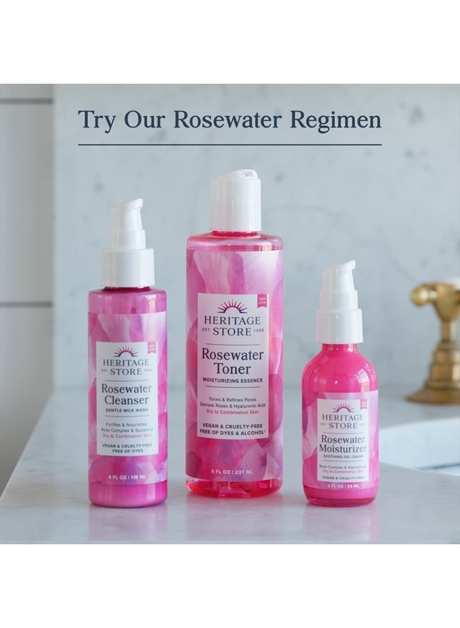 Rosewater & Glycerin, Hydrating Mist for Skin & Hair, No Dyes or Alcohol, Vegan (8oz)