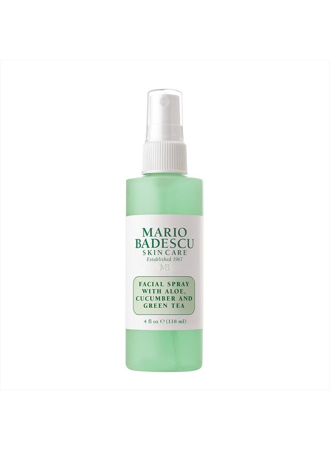 Facial Spray with Aloe, Cucumber and Green Tea for All Skin Types | Face Mist that Hydrates & Invigorates | 4 FL OZ