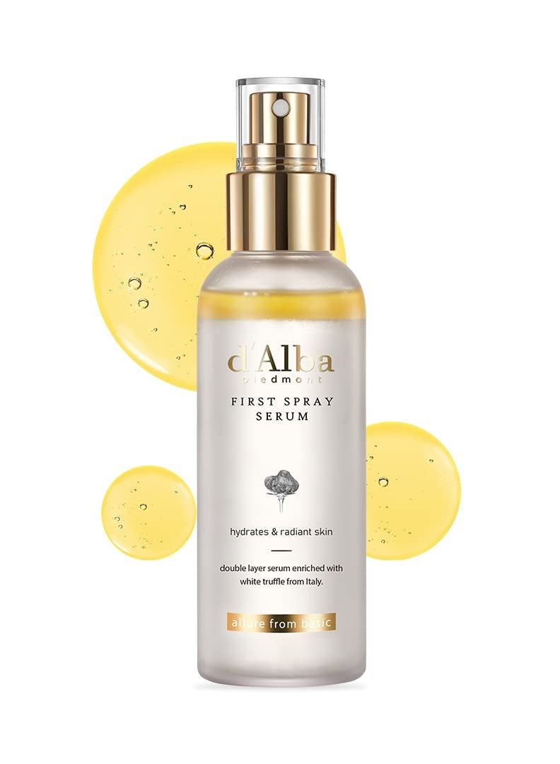 d'Alba Italian White Truffle First Spray Serum, Vegan Skin Care, Light-weight Face Moisturizer, Glow Serum for Radiant Skin, Non Comedogenic, All In One Mist, Korean Skin Care (3.38 fl oz.)