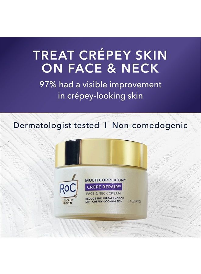 Crepe Repair Anti Aging Daily Face Moisturizer & Neck Firming Cream (1.7 oz) Retinol Wrinkle Smoothing Capsules (7 CT), Skin Care Treatment