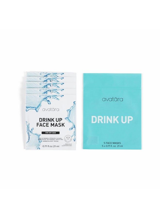 Drink Up Sheet Masks For Face For Dry Dull Skin Facial Skincare And Beauty Essential With Hydrating Aloe To Moisturize Skin And Restore Glow Suitable For Women And Men (5 Sheets Per Set)