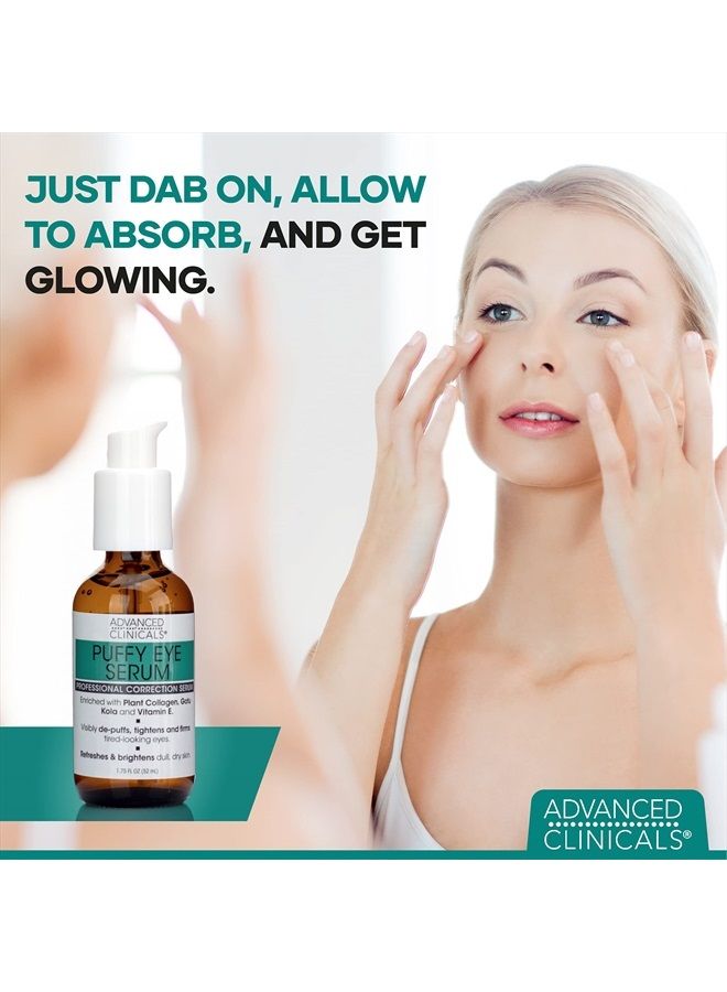 Puffy Eyes Treatment Eye Serum Anti Aging, Brightening, & Firming Under Eye Serum with Vitamin E, Collagen, Gotu Kola, Caffeine, & Green Tea Helps Hydrate & Calm Puffiness by Advanced Clinicals