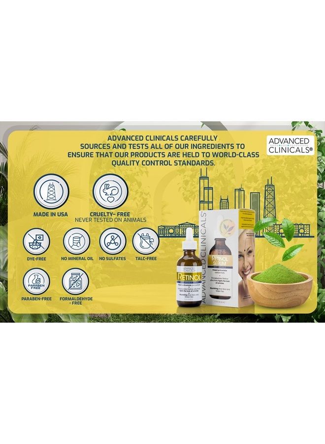 Retinol Facial Serum Moisturizer Skin Care For Face, Anti Aging Retinol Concentrate Reduces Appearance Of Wrinkles & Fine Lines W/Nourishing Aloe Vera & Green Tea, 1.75 Fl Oz