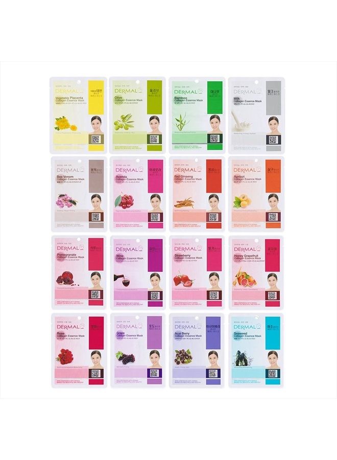 A+B Korea Collagen Essence Full Face Facial Mask Sheet 32 Full Color SET