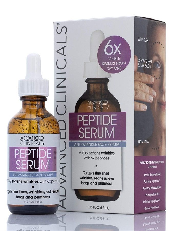 Peptide Facial Serum Moisturizer Skin Care Oil For Face, Wrinkles, Fine Lines, & Puffiness. 6X Peptide Concentrate Serum W/Collagen Plumps, Lifts, & Evens Skin Tone, 1.75 Fl Oz