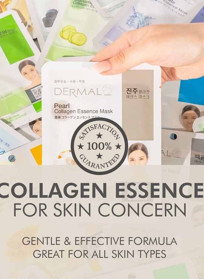 16 Combo Pack A Collagen Essence Korean Face Mask - Hydrating and Soothing Facial Mask with Panthenol - Hypoallergenic Self Care Sheet Mask for All Skin Types - Natural Home Spa Treatment Masks