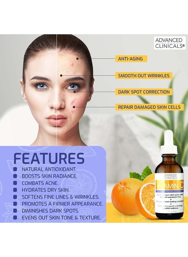 Vitamin C Facial Serum Skin Care Anti-Aging Moisturizer Potent Vitamin C Face Lotion For Dry Skin, Age Spots, Wrinkle Repair, & Uneven Skin Tone, 1.75 Fl Oz (Pack of 1)