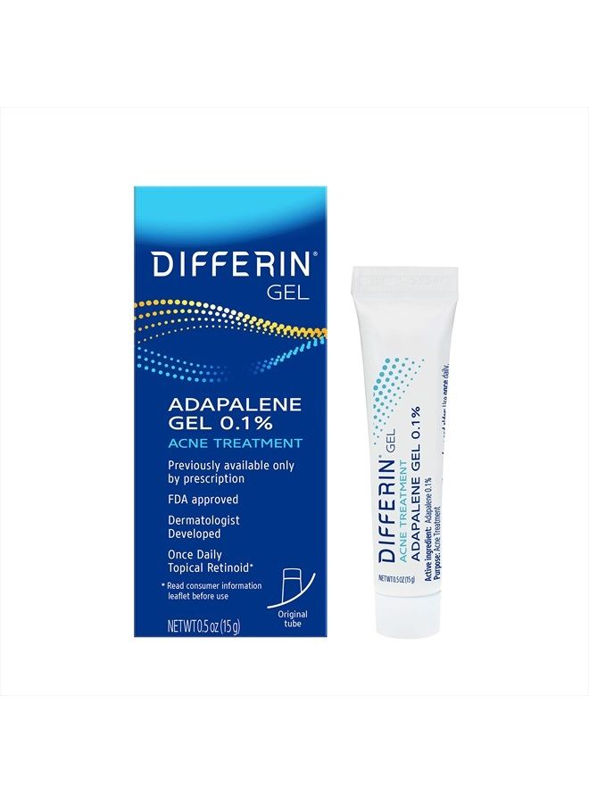 Acne Treatment Gel, 30 Day Supply, Retinoid Treatment for Face with 0.1% Adapalene, Gentle Skin Care for Acne Prone Sensitive Skin, 15g Tube (Packaging May Vary)