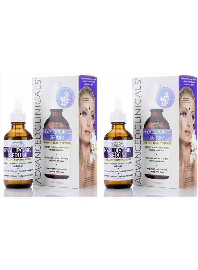 Hyaluronic Acid Face Serum Skin Care Facial Moisturizer To Restore Skin, Anti Aging Face Serum For Wrinkles, Dark Spots, Fine Lines, & Dry Skin, 1.75 Fl Oz (Pack Of 2)
