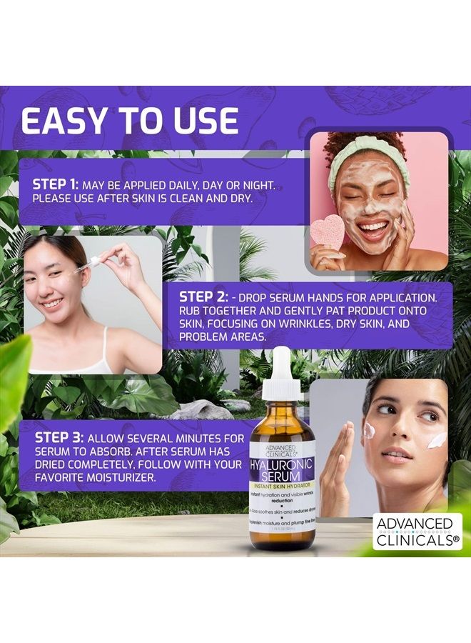 Hyaluronic Acid Face Serum Skin Care Facial Moisturizer To Restore Skin, Anti Aging Face Serum For Wrinkles, Dark Spots, Fine Lines, & Dry Skin, 1.75 Fl Oz (Pack Of 2)