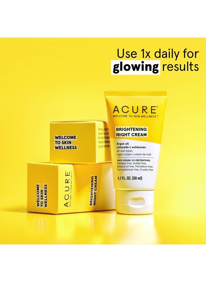 ACURE Brightening Night Cream | 100% Vegan | For A Brighter Appearance | Argan Oil, Chlorella & Echinacea - Moisturizes, Protects & Hydrates | All Skin Types | 1.7 Fl Oz