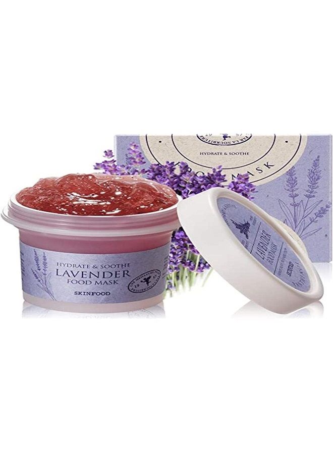 SKINFOOD Lavender Food Mask 120g (4.23 oz.) - Panthenol Contains Hydrating & Cooling Gel Wash-off Mask for Sensitive Skin, Natural Lavender Therapy, Shower-Proof Texture - Wash Off Exfoliating Mask