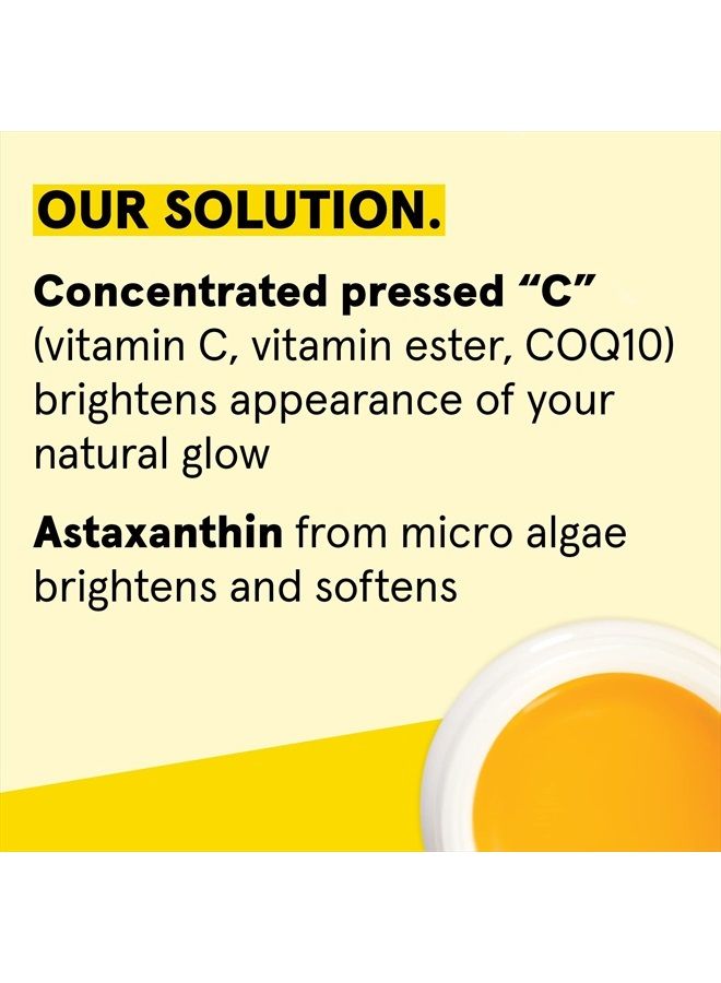 Brightening Vitamin C Sunset Serum | 100% Vegan | For A Brighter Appearance | Vitamin C, CoQ10 & Astaxanthin | Intense Overnight Moisture | For All Skin Types | 1 Fl Oz