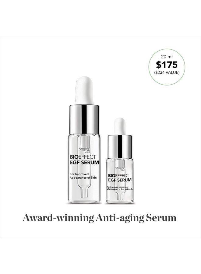 BIOEFFECT EGF Serum Treatment Duo with Hyaluronic Acid, Enhance Skin with Moisturizing, Firming, Wrinkle-Fighting Treatment for Face And Neck, Day And Night, Best Derma Roller Facial Serum