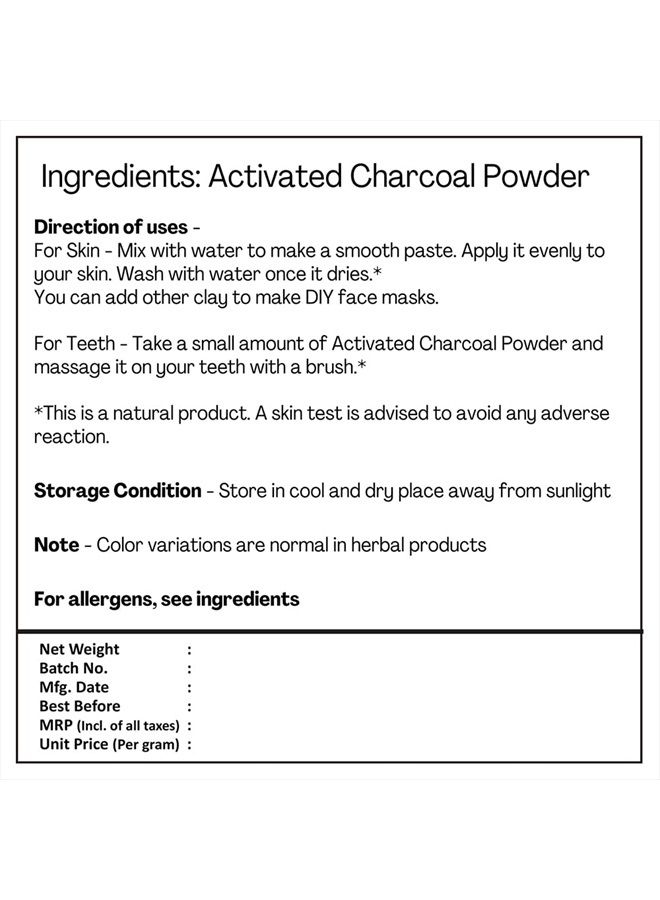 H&C Herbal Ingredients Expert Natural Activated Charcoal Powder 227gm For Detoxifies Your Skin