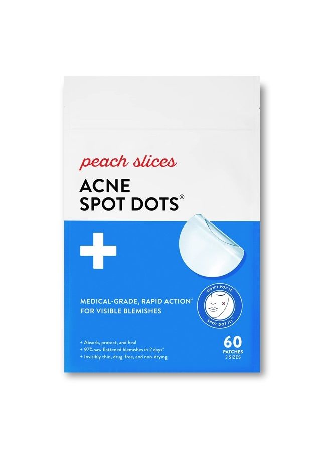 Acne Spot Dots | Clear Hydrocolloid Acne Pimple Patch for Zits and Breakouts | Treats, Drains, and Shrinks Blemishes | Vegan and Cruelty-Free | Three Sizes 7mm, 10mm, 12mm (60 Count)