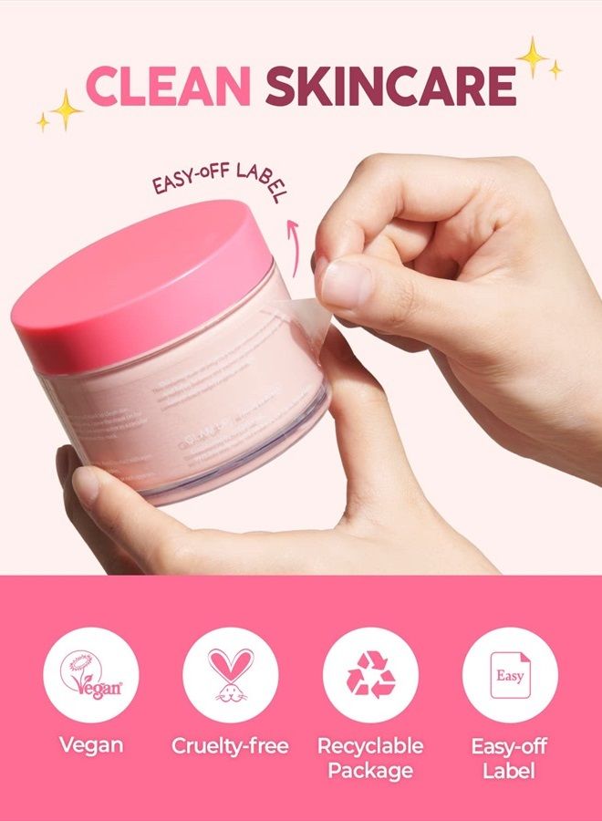 Glam Up Brightening Pink Lemon Clay Mask | Gentle Exfoliating Hydrating Face Masks for Dark Spots | Brightening Pink Clay Mask for Dull Skin, Pore Cleansing Blackhead remover, Vegan Facial masks - (12