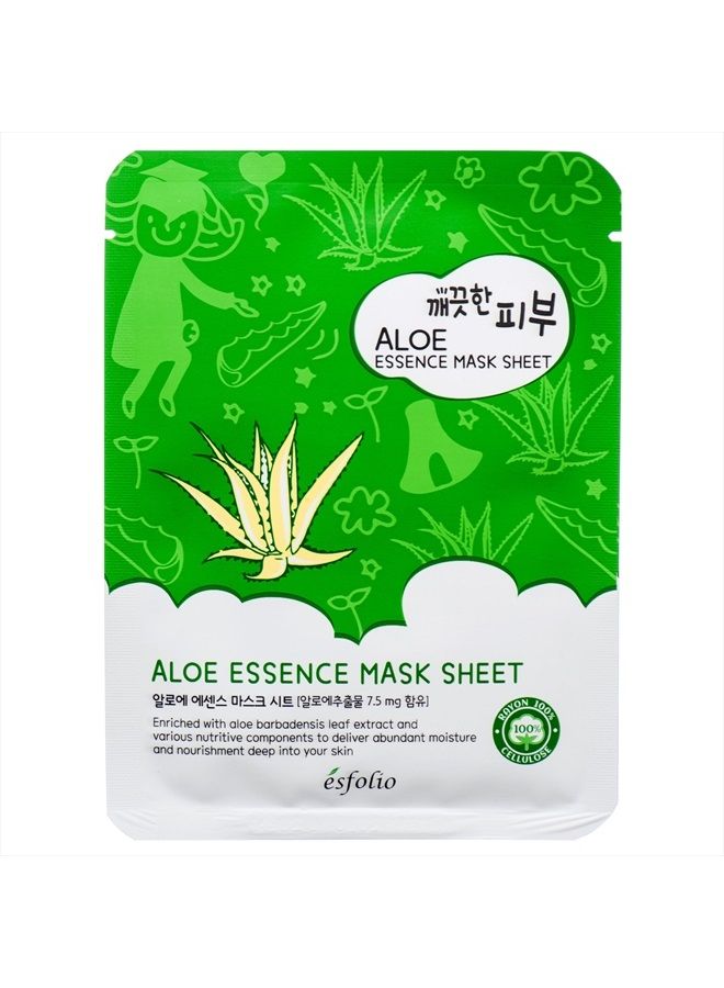 10 Pack Esfolio Pure Skin Aloe Vera Essence Korean Face Mask Sheet Soothing Moisturizing w/ Nautral Ingredients