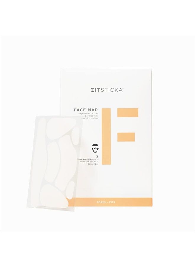 FACE MAP, Hydrocolloid Surface Area Patches For Covering Large Zit T-Zone. Absorb Oil and Clusters, 2 Pack