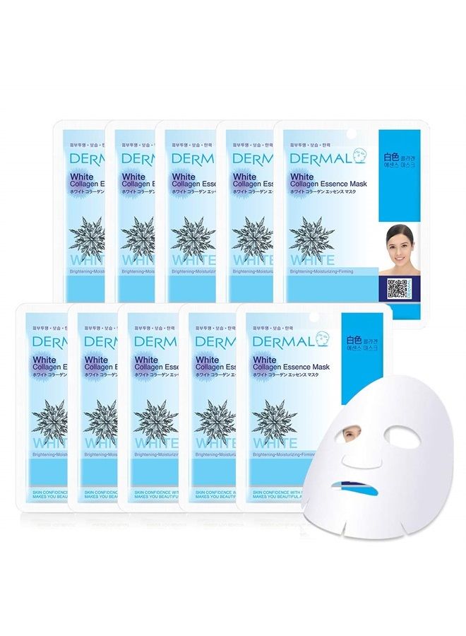 White Collagen Essence Full Face Facial Mask Sheet 23g Pack of 10