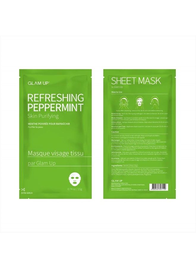 Sheet Mask Refreshing Peppermint (10 sheets) - Calming, Pore Tightening