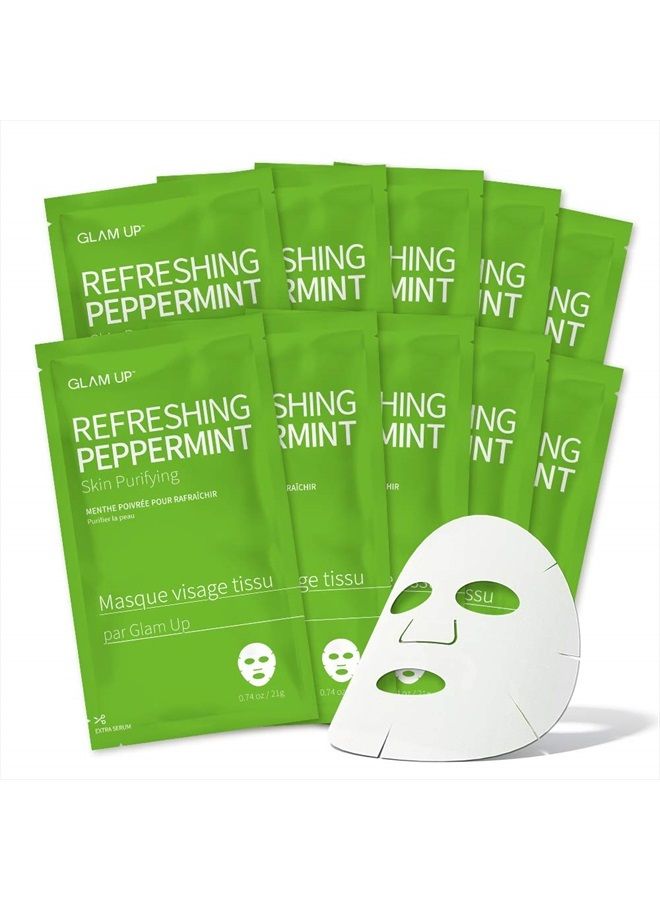 Sheet Mask Refreshing Peppermint (10 sheets) - Calming, Pore Tightening