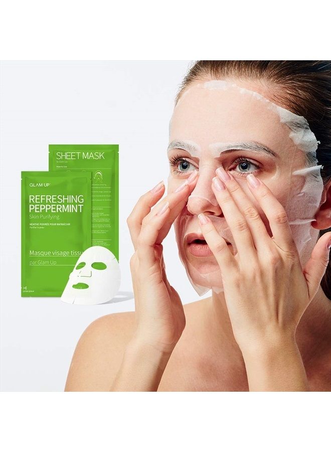 Sheet Mask Refreshing Peppermint (10 sheets) - Calming, Pore Tightening