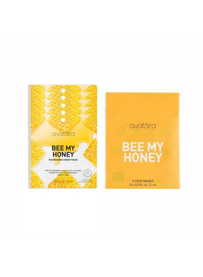 Bee My Honey Face Mask Sheet Facial Skincare And Beauty Products With Hydrating Honey For Moisturizing Skin Minimize Pores Wrinkles And Brighten Skin For All Skin Types (5Piece Set)