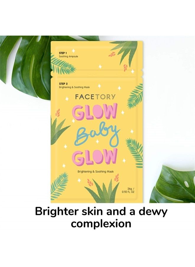 Glow Baby Glow 2-Step Radiance Boosting Sheet Mask with Niacinamide and Cica - For Dull, Dehydrated Skin - Illuminating, Calming, Soothing, and Moisturizing (Pack of 10)