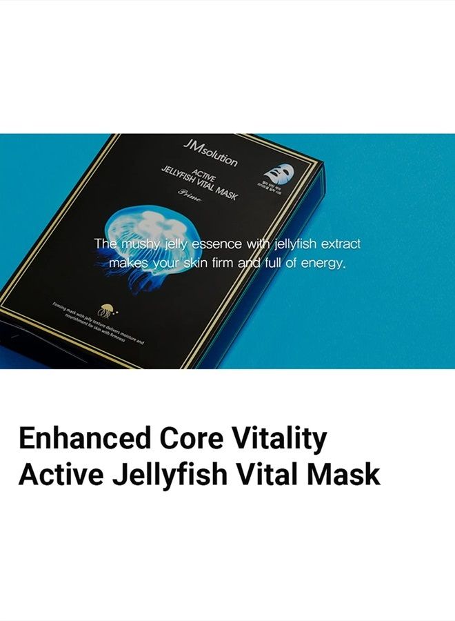 Active Jellyfish Vital Mask Prime 10 Sheets - Korean Skincare -Jellyfish extract Collagen-Hydrating Nourishing for all skin type