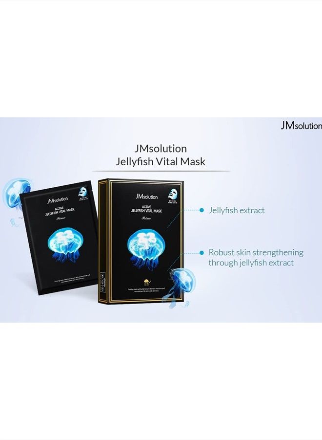 Active Jellyfish Vital Mask Prime 10 Sheets - Korean Skincare -Jellyfish extract Collagen-Hydrating Nourishing for all skin type